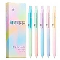 Color Gel Ink Pens, Gel Ink Pens Set, Soft Touch Barrel Pens, Manga Markers, Coloring Books Pens, Set of 5 Smooth and Effortless Writing Ergonomic Soft Touch Barrel for Kids Adult Coloring Books