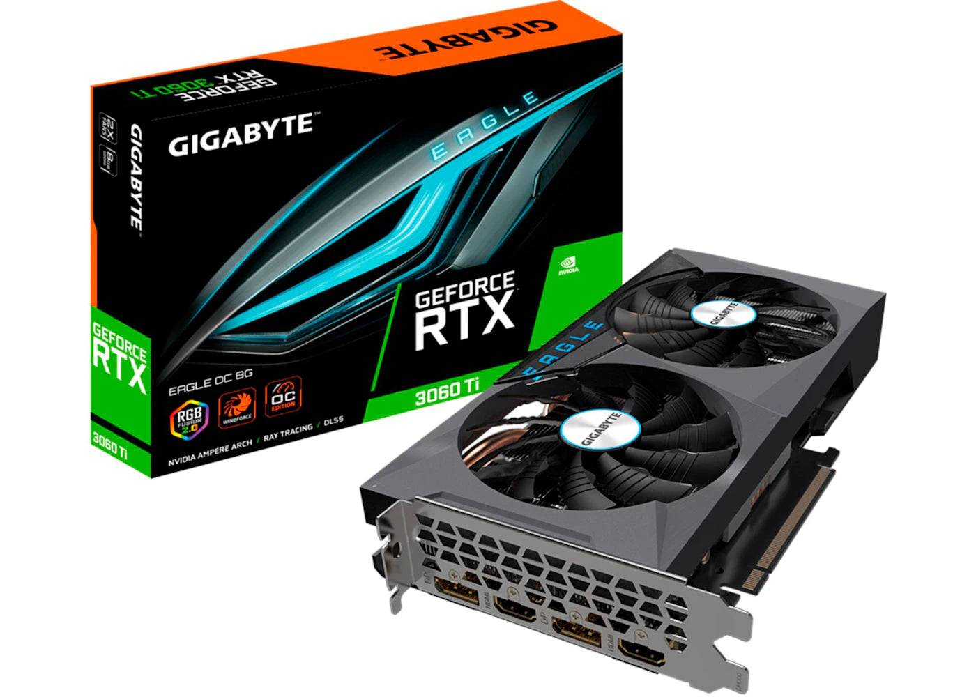 NVIDIA GIGABYTE GeForce RTX 3060 Ti EAGLE OC Graphics Card (GV-N306TEAGLE OC-8GD) Black - One Size (One Size)