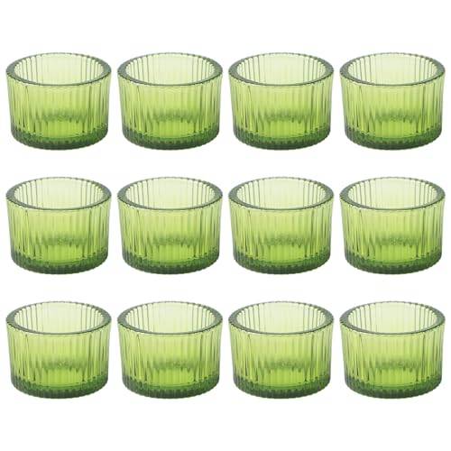 12 stycken gröna värmeljushållare, grön värmeljushållare glas värmeljusglas