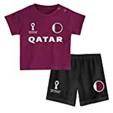 FIFA Unisex barn officiell Fifa World Cup 2022 t-shirt och shorts set - Qatar - hemland t-shirt och shorts set (förpackning med 1), Röd, 24 månader