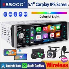 Single DIN 5\" Bilradio Trådløs Apple CarPlay Android Auto Bluetooth USB