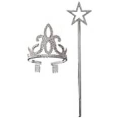 Jacobson Hat Company Women's Wand and Tiara Set, Silver, Adult