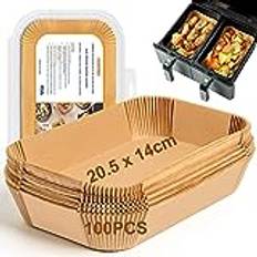 HONYAO Bakplåtspapper Airfryer med 2 Kokzoner, 20,5x14 cm Rektangel 100 stycken Papper Tillbehör för Luftfritös Ninja AF300EU / AF400EU / Cecotec 9L