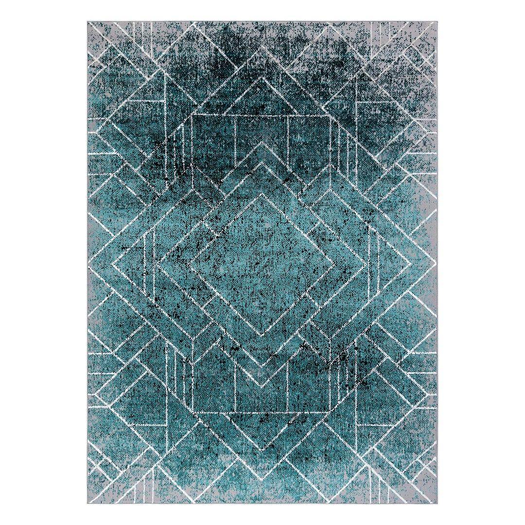 Gulvtæppe Hakano Welli Rhombus - havgrøn, 160×220 cm