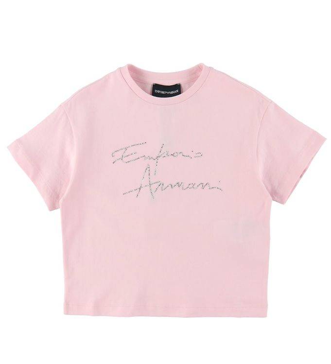 Emporio Armani T-Shirt - Rosa m. Sølv/Similisten - Emporio Armani - 6 år (116) - T-Shirt