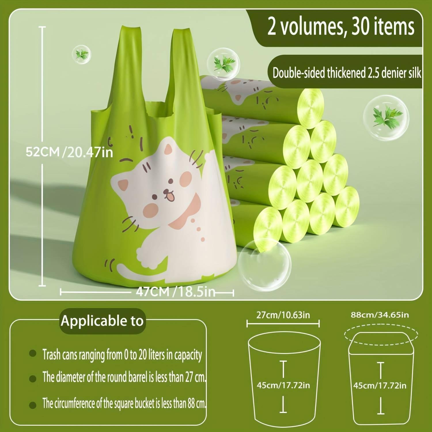 TEMU 2 Rolls 30pcs/ 4 Rolls 60pcs Garbage Bags, Household Thick-handled Portable Extra-thick Drawstring Large-sized Kitchen Waste And Kitchen-specific Cleaning Bags