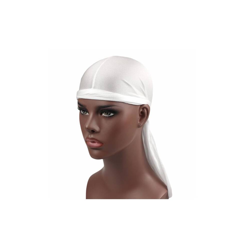 pc Herre Durag Du-rag Bandana Sport Du Rag Tørklæde Head Rap Down Biker Tie UK hvid onesize