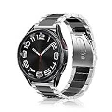 SeNool 20 mm armband för Samsung Galaxy Watch 6 Classic (43 mm/47 mm), metall, ersättningsarmband för Samsung Galaxy Watch 6 (40 mm/44 mm), Silver / svart