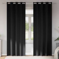 vidaXL Gardiner med gardiner 2 pcs Sort Polyester