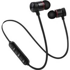 5.0 trådlösa bluetooth hörlurar bas hifi headset halsband sport stereo in-ear med mikrofon hörlurar för alla smartphones - Svart