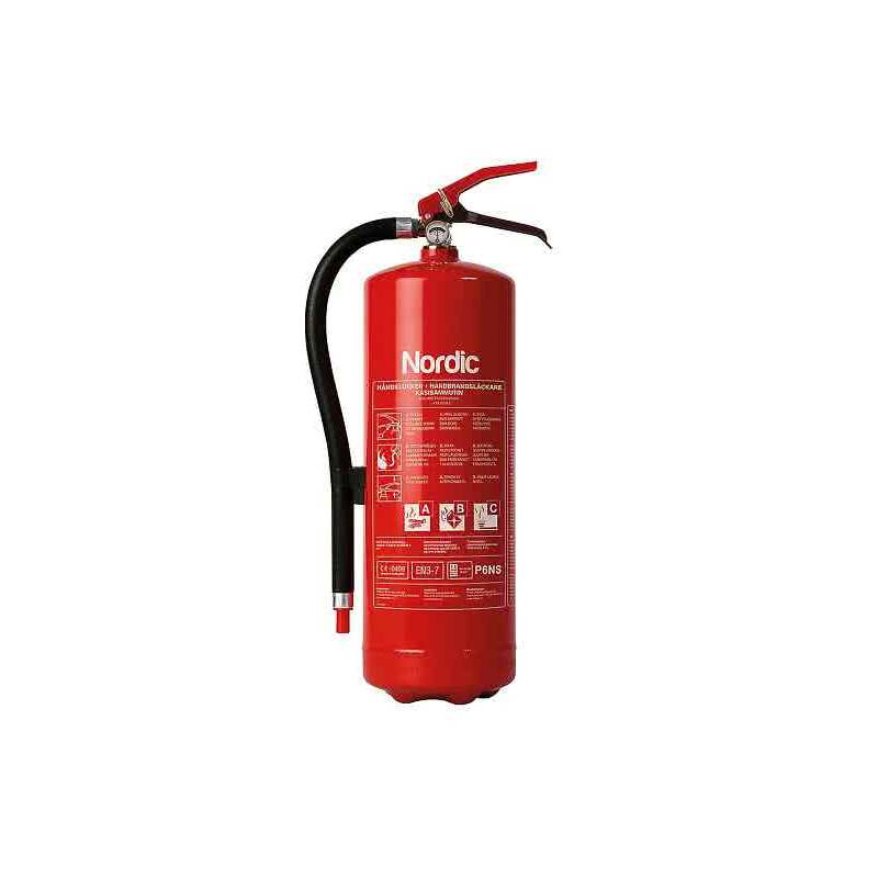 Brandsläckare Pulver 6 Kg Nordic P6ns 43a Inkl. Väggfäste