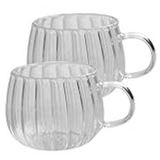 2st Glass Pumpkin Mugs, Vertical Stripe Pumpkin Cup with handtag.cute Glass Coffee Mugs Simple Tea Cup For Coffee Tea Milk Juice Ice Thanksgiving Gift