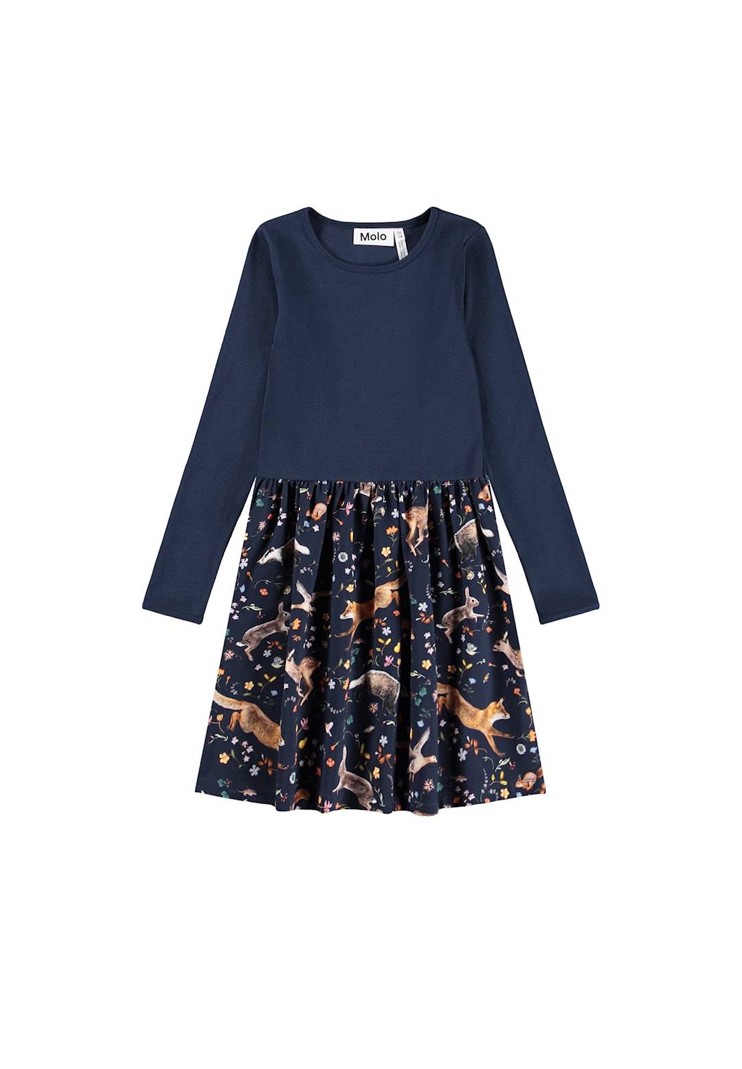 Molo Credence Dress Ls Windy Forest Windy Forest 110/116 cm Marinblå 110/116 cm Flickor