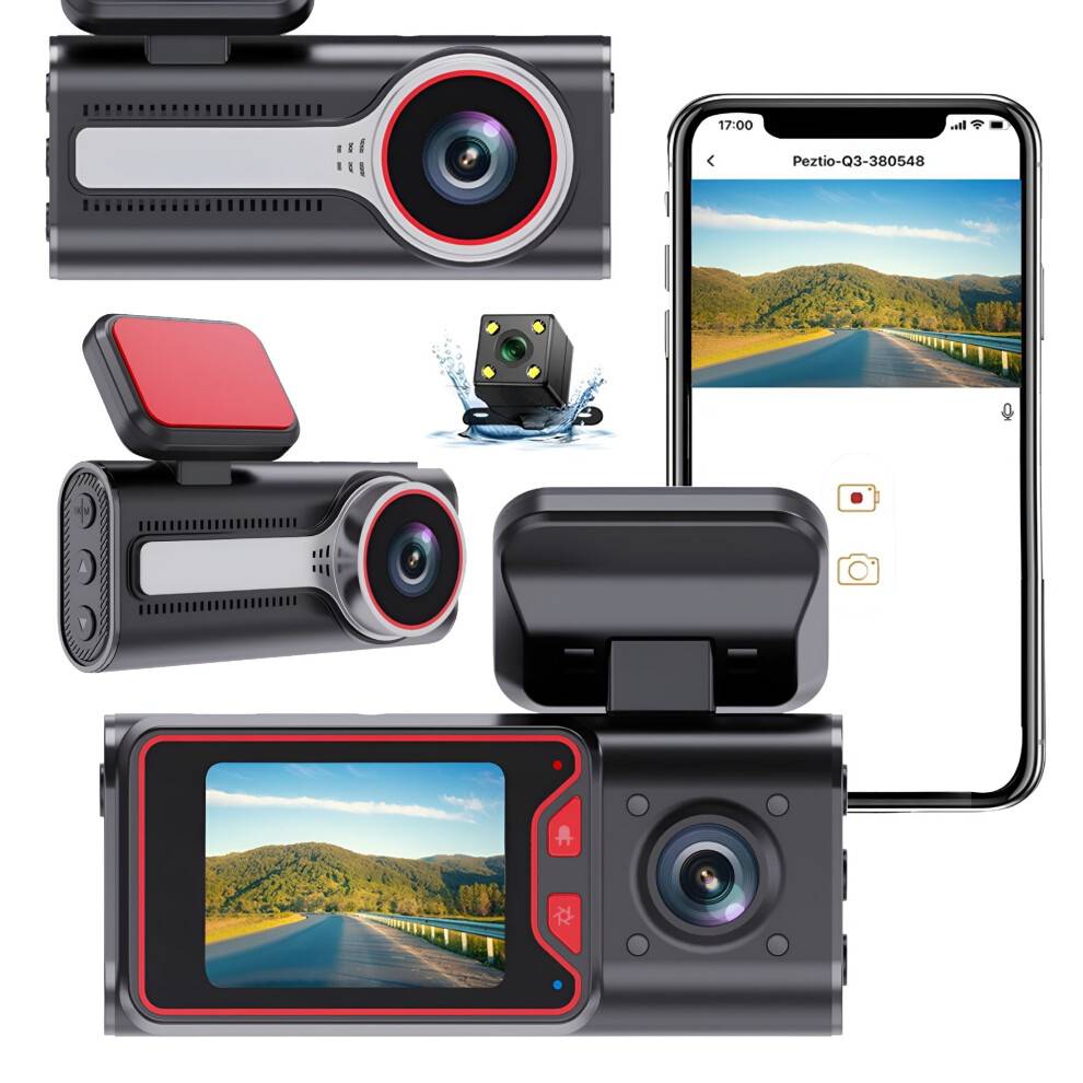 4K+1080P dobbelt dashcam med WiFi-app, 4" IPS-skærm, nattesyn, parkeringstilstand, loopoptagelse, 170 vidvinkel
