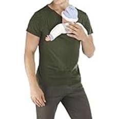 2 st herr bärsele Soothe v-ringad kortärmad känguru t-shirt, Z01-grön pappa skjorta bärsele vårrea 2025, XL