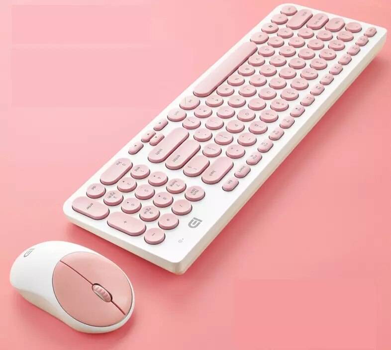 2.4g trådlösa usb 2.0 104- tangenter söt rosa tangentbord och mus kombination hemmakontor anteckningsbok stationära senaste gaming tangentbord - Svart