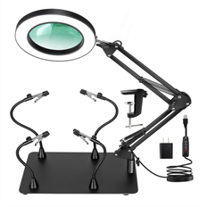 Loddestationshjælper, 10x forstørrelsesglas med lampe, printpladeholder