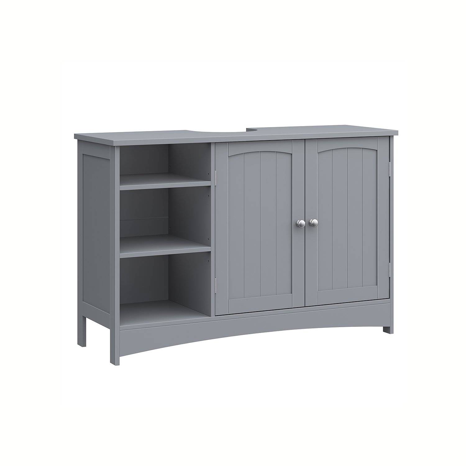 VASAGLE Bathroom Under Sink Cabinet, Bathroom Floor Cabinet, Storage Cupboard, 60 x 30 x 60 cm, with 2 Louvred Doors, Adjustable Shelf, Rustic Brown B