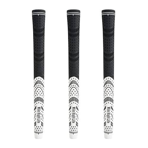 Mile High Life Golfgrepp – 3-pack jumbostorlek, mjukt gummi allväders-golfklubbsgrepp – hög prestanda, dragkraft och komfort – vitt golfgrepp för män och kvinnor (set med 3)