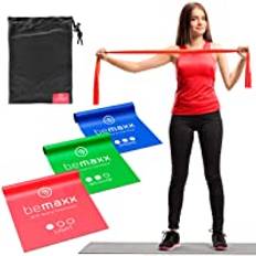 Motstånd Resistance Band 3 Nivåer/Extra Lång 2m + Träning e-Bok + Väska | Elastisk Resistans Motståndsband - Yoga Pilates Gymnastik Styrka Stretching Träna Hemmagym Gym, Man Kvinna