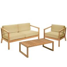 Virkelyst soffgrupp teak/honungsgul - Träfärg/Gul