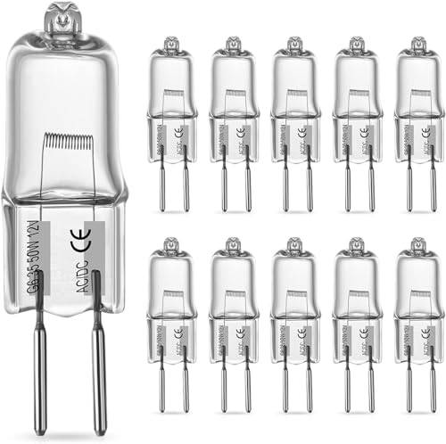 RuLEDne GY6.35 Halogen Leuchtmittel Dimmbar, AC/DC 12 V, 500 LM varmvit 2800K, lamplampa, lampstift, sockel för ljuskrona, skrivbord, hängande lampor, vägglampa 10 st