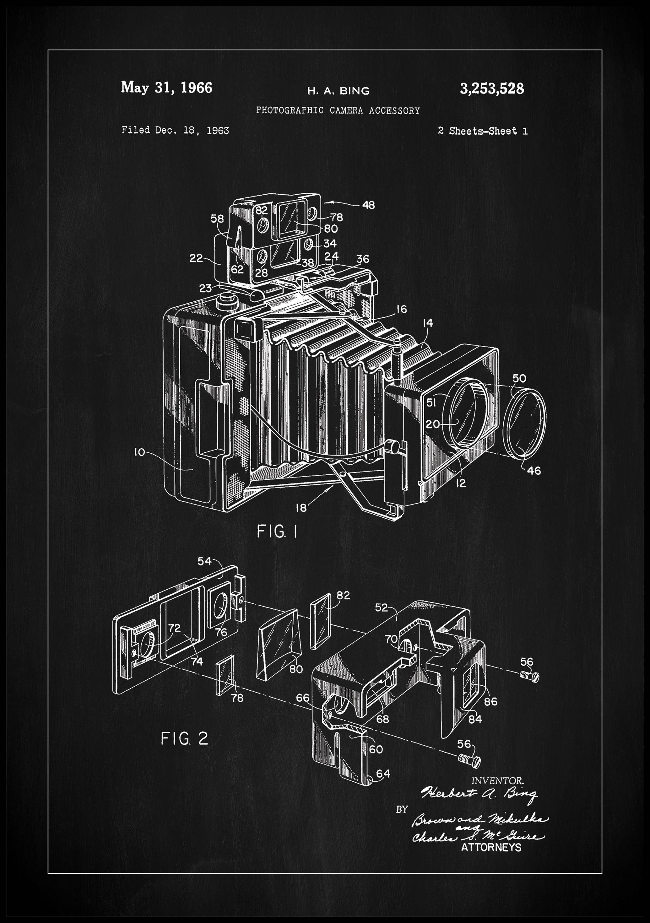 Patent Print - Photographic Camera - Black Poster (30x40 cm)