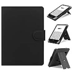 HoYiXi Universellt fodral kompatibelt med 6-6,8 tum Kobo/PocketBook/Tolino/Sony E-Book läsplatta Kindle Paperwhite/Kobo Clara HD/Kobo Clara 2E läderstativ fodral för 6-6,8 tum e-bokläsare, svart