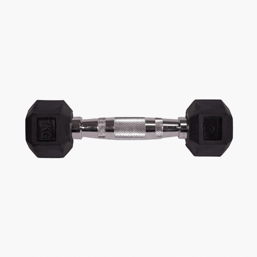 Hexagonal Dumbbell 1 kg – gummitäckt hantel för hemmaträning
