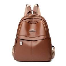 Ryggsäck i mjukt läder för kvinnor 2024 Hög kvalitet Casual Bagpack Skolväskor för tonåringsflickor Mochilas ryggsäck med stor kapacitet - Brun