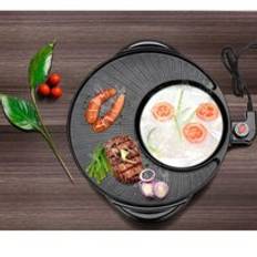 2 in 1 grillpott elektrisk 1700w 220v multifunktionell hemfest non-stick grillpanna