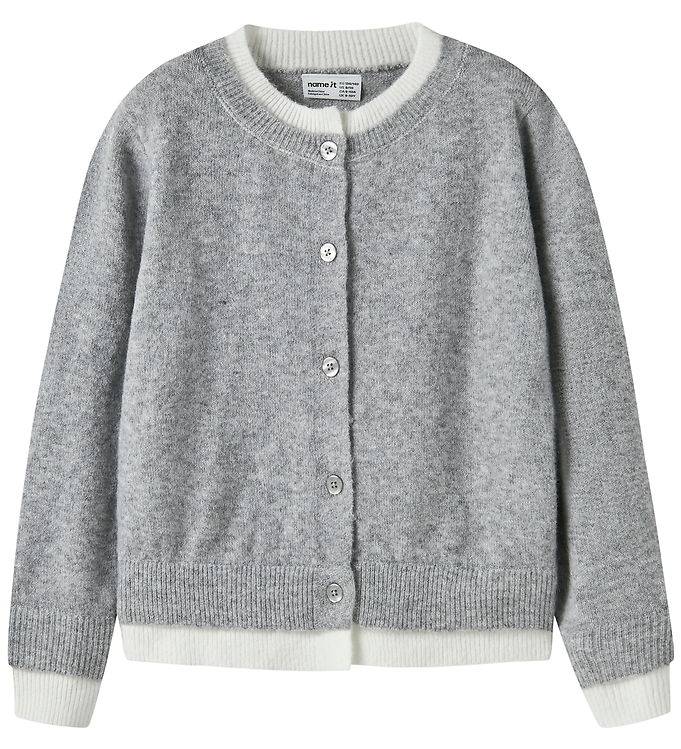Name It Cardigan - NkfNikita - Strik - Grey Melange - Name It - 7-8 år (122-128) - Cardigan