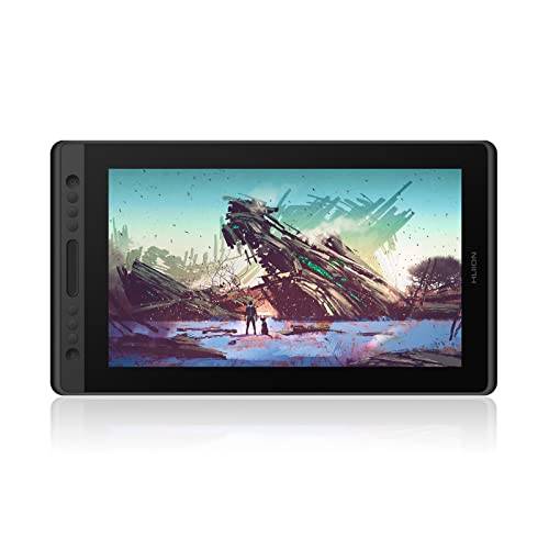 HUION Kamvas Pro 16 hellaminerad anti-bländning glasskärm pennskärm 120 % sRGB gamut grafikskärm stöder lutningsfunktion (±60°) batterifri stylus 8192 nivåer tryckkänslighet 15,6 tum