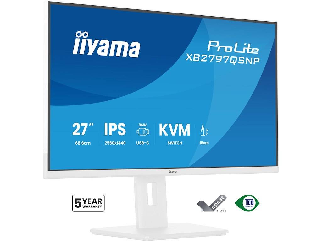 iiyama ProLite XB2797QSNP-W1 27" IPS LCD computerskærm 68,6 cm (27") 2560 x 1440 pixel Quad HD Hvid