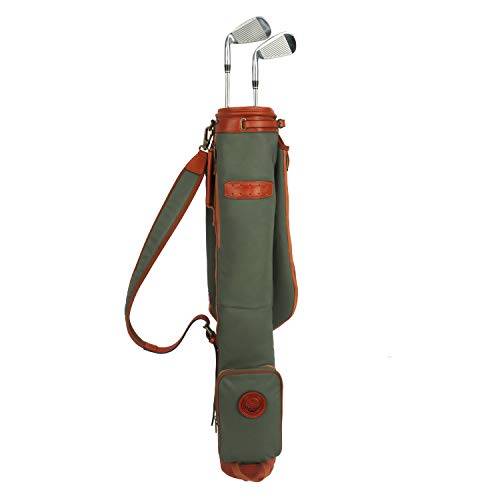 Tourbon TB904CA Golfbag i vattentät kanvas, för kurs, träning, golfklubb, bärväska, resväska, med mjuk vadderad axelrem (grön)