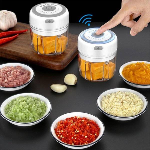 100/250ml Electric Garlic Masher Mini USB Wireless Press Mincer Sturdy Vegetable Chili Meat Grinder Food Chopper Kitchen Gadget