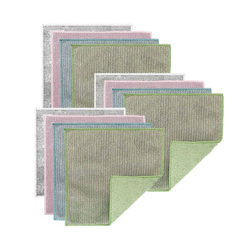 ABGG-12PCS Wire Miracle Cleaning Cloths,Wire Weaving Cleaning Cloth,Cleaning Pads,Scrubbing Cloths,Non Scratch Wire Dishcloth