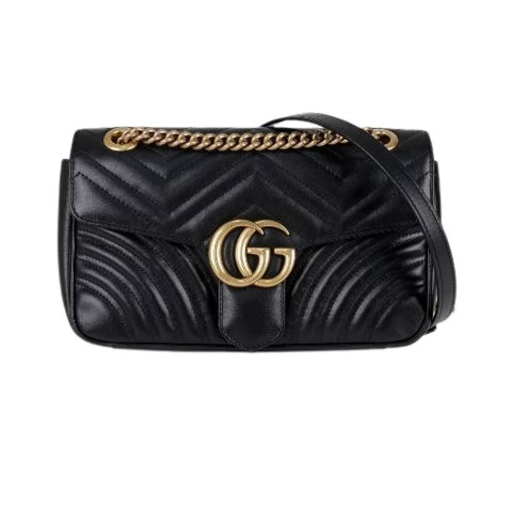 Gucci Vintage Pre-owned GG Marmont Small Matelassé Skuldertaske Sort - Vintage - Dame - Sort - ONE SIZE - Uld