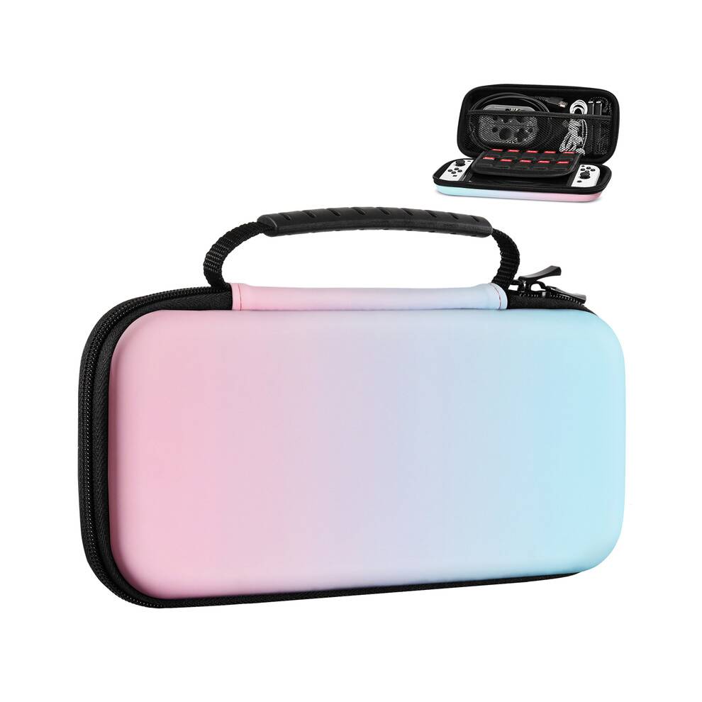 (JBlue Pink)MoKo Bärfodral för Nintendo Switch och ny Switch OLED-konsol, Hard Shell Portable Travel