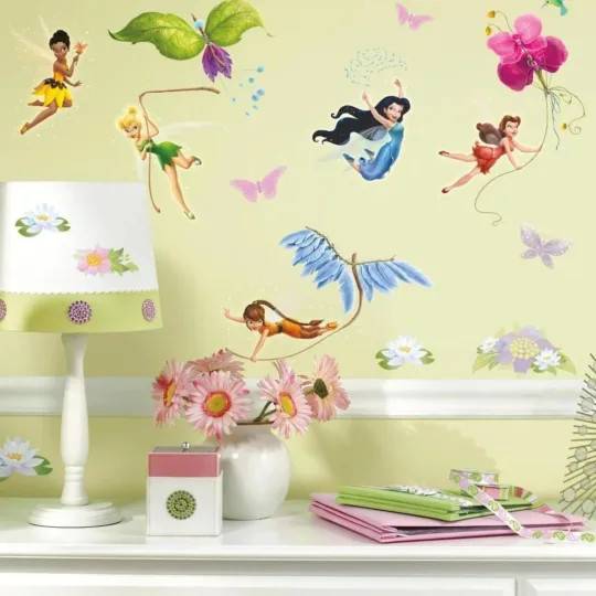 RoomMates Disney-älvor Väggdekaler Väggdekaler dekoration rum blommor fjärilar färger