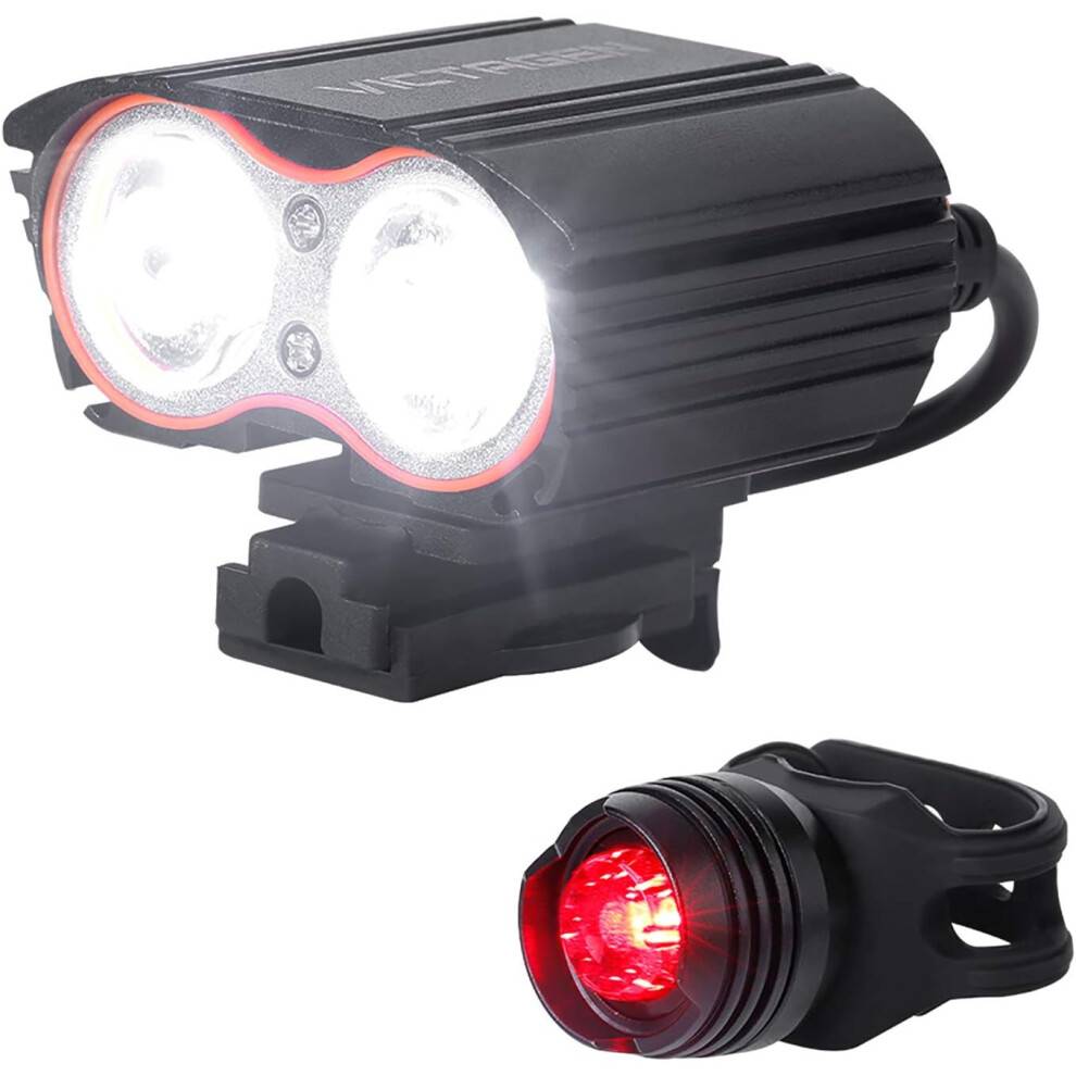 USB-cykelforlygte, 2400 lumen dobbelte CREE-T6-pærer til alle cykler