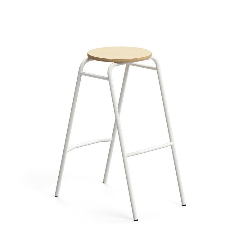 Barpall ALTUS, höjd: 790 mm, vit/björk