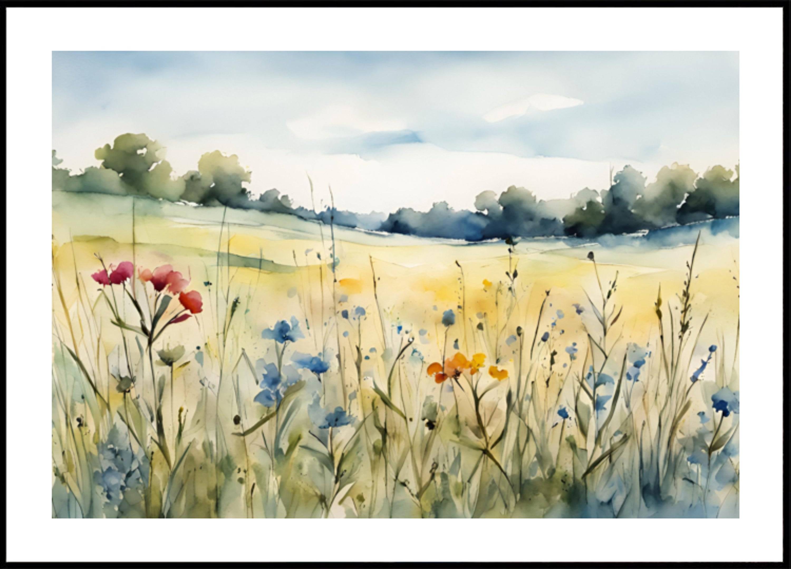 Wildflower Field Watercolor (50x70) - Plakater > Osorterade verk, BD