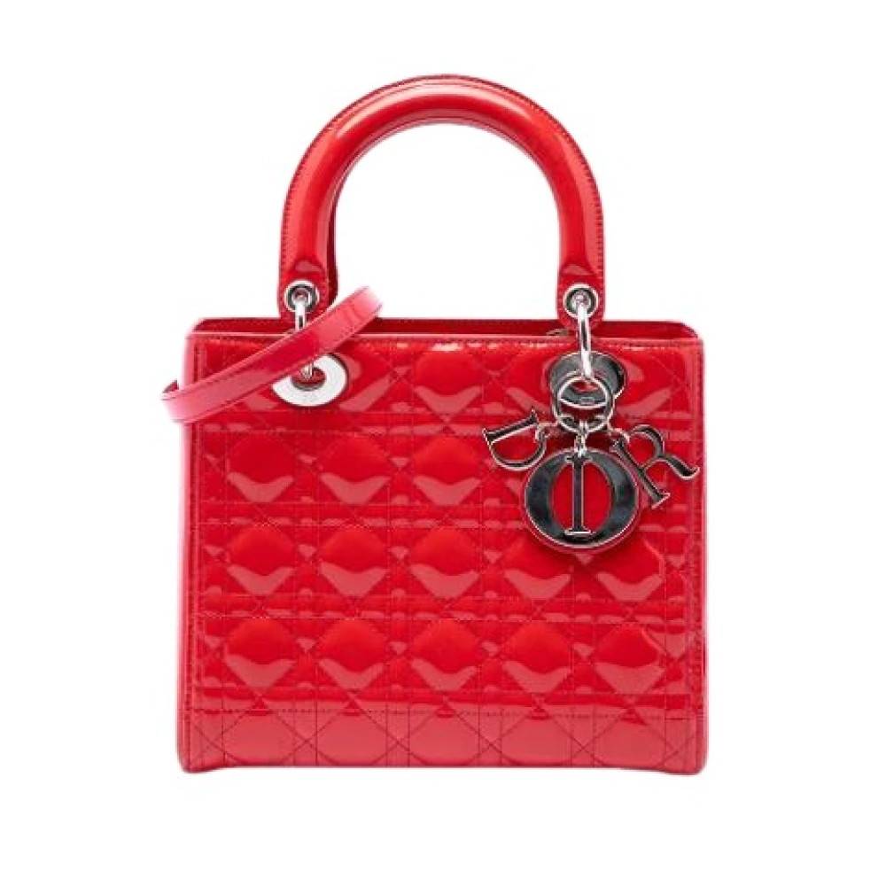 Dior Vintage Pre-owned Lady Dior Håndtaske - Vintage - Dame - Rød - ONE SIZE - Uld