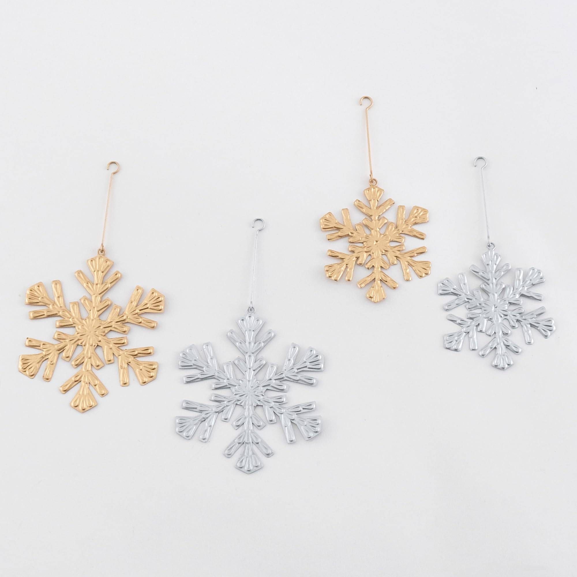 shesay Präglad plåtsnöflinga Nordisk Julgran Snöflinga Display Stor Silverprydnad, Prydnad, (7,4 cm hög),