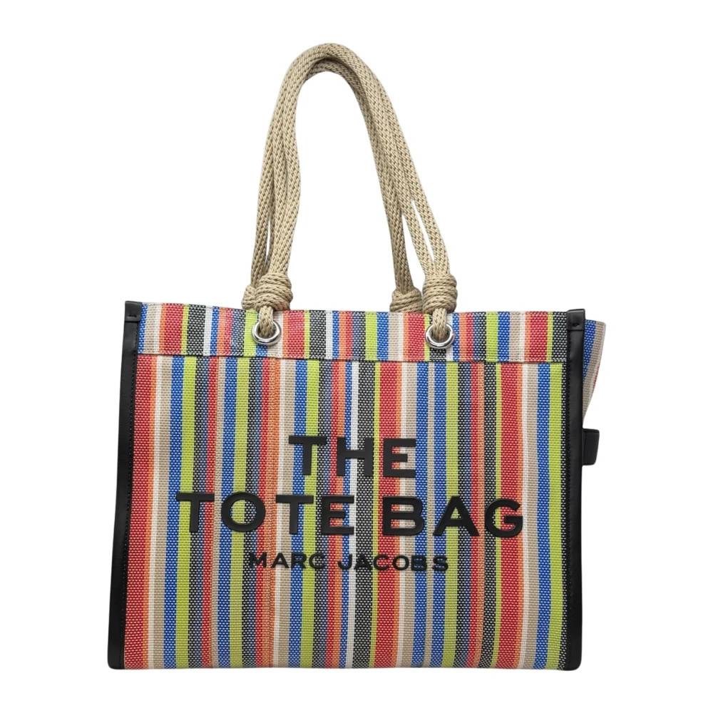 Marc Jacobs, Tasker , Dame, Flerfarvet, ONE SIZE, Læder, Stripe Mesh Large Tote Bag
