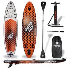 FUXTEC Aufblasbares SUP Board Set Orange – Stand Up Paddle Board 320 x 81 x 15 cm mit 3 Finnen – Touring-Board belastbar bis 150kg – inkl. Packsack