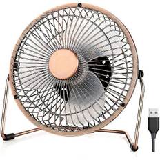 Mini USB-ventilator USB-blæser Skrivebordsventilator Metal Lille Støjsvag Kraftfuld Justerbar 360 6 tommer Bronze til Kontor Hjem Camping