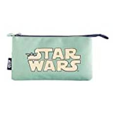 Grupo Erik Star Wars The Mandalorian Pencil Case | 3 Compartments Kids Pencil Case | Triple Pocket Pencil Case | Cosmetic Case | Large Pencil Case | Mandalorian Gifts