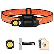 ACEBEAM H16 650 uppladdningsbar LED-pannlampa, EDC AA rätvinklig ficklampa, ficka mini liten fackla med klämma, 519A 90+ hög CRI LED-pannlampa med pannbandssats (neutral vit 5 000 K)